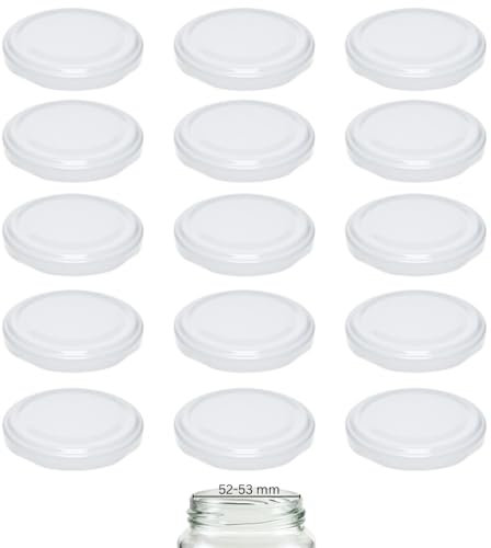 mikken Lot de 15 couvercles TO 63/6,6 cm stérilisables pour pots à confiture Twist-Off Couvercle à visser pour bocaux de conserve Blanc