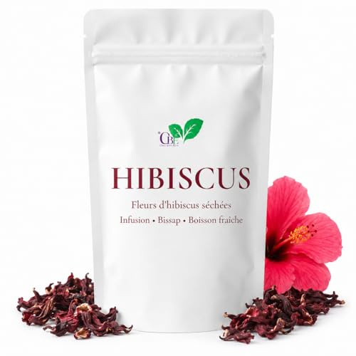 Fleurs d'Hibiscus Séchées 50g Pour Thé et Infusions - 100% Naturelles - Bissap - Offrez-vous un Moment de Détente et de Bien-être avec nos Tisanes Rafraîchissantes et Détox - Qualité Supérieure