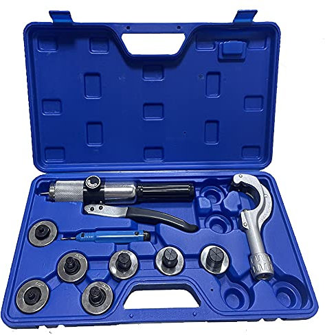 TZTTGS Hydraulisches Rohraufweiter-Werkzeug, 7-Hebel-HVAC-Presswerkzeug, 3/8 bis 1-1/8 Zoll Kupferrohr-Aufweiter-Werkzeug mit Rohrschneider und Entgratungswerkzeug