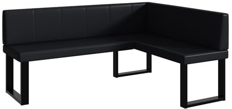 MEBLINI Eckbank für Esszimmer - Küchenbank - Essecke - Sitzecke Küche - Peter - U-Beine 128x168x87cm Rechts - Schwarz Kunstleder