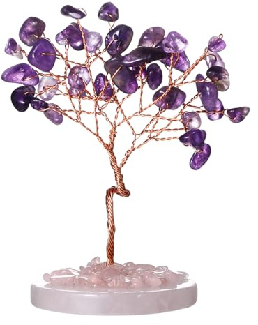 JewelryWe Albero di cristallo, albero della vita, pietre naturali, citrino, ametista, malachite, albero della vita, decorazione feng shui, albero, bonsai, casa, ufficio, camera