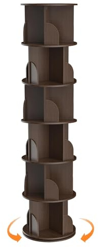 XDCXYD Drehbares Bücherregal Mit 5/6 Ebenen Bodenstehendes Lagerregal Große Kapazität Braun 360° Drehbares Bücherregal(40 * 190cm)