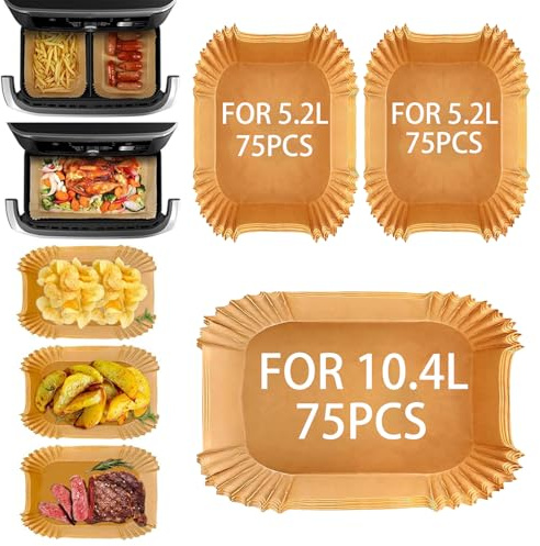 Yuning Airfryer Papier sulfurisé pour friteuse à air chaud Ninja Flex Drawer Dual Zone AF500EU 10,4 l, 225 pièces de papier sulfurisé pour friteuse à air chaud Ninja AF500EU AF500EUCP Cecotec 9000