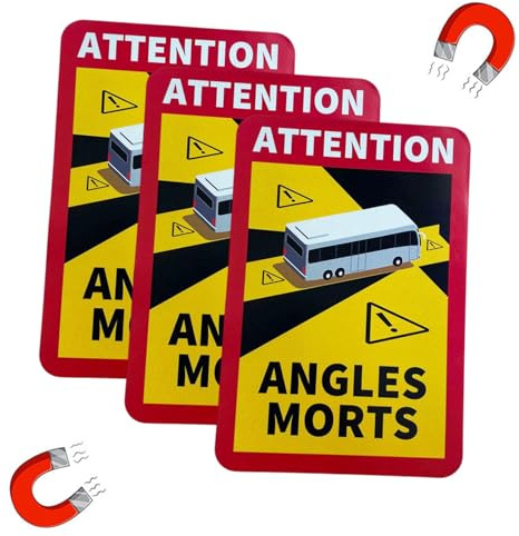 Toter Winkel Aufkleber 3 Stück, Angles Morts Magnet Wohnmobil | Magnetisch Reflektierend, 17x25cm Größe, UV-Schutz, Angles Morts Aufkleber Wohnmobil