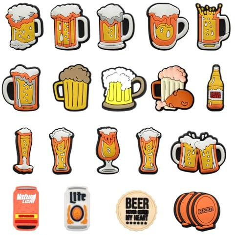 19 Stück Bier Schuhanstecker Karikatur Schuh Charms Dekoration für Crocs Sandalen Kinder, Jungen und Mädchen, Erwachsene