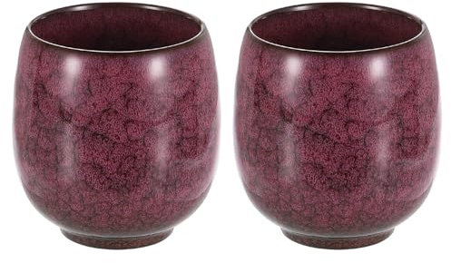 QUARKZMAN 2 Tazas de Té Chinas de Cerámica de 5.75 Oz Juego de Té Gong Fu Tradicional de Cerámica Taza de Mate Japonesa sin Asa Taza Pequeña para Café Vino Bebidas, Rojo Cálido