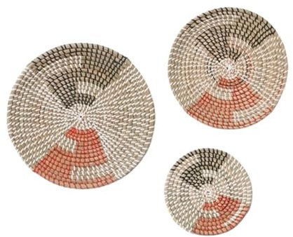 SUBLXPoten Wandkorb Dekor Set 3 handgefertigte hängende Wandkorb-Dekoration, runder geflochtener Korb, Heimdekoration, Tabletts for Schlafzimmer, Küche, Wohnzimmer FüR Wanddekoration Wohnzimmer