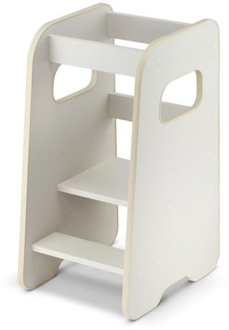 defiPad Tour d Observation Enfant Montessori - Stable & Sécurisée, Hauteur réglable sur 3 Niveaux - Tour d'apprentissage - Fabriqué en Europe - Learning Tower/Toddler Tower - Beige