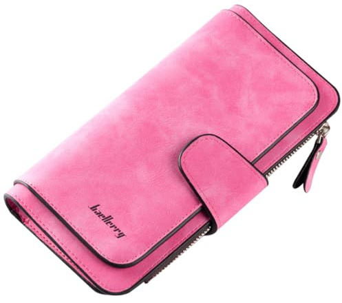 YUEcthynous Geldbeutel Groß,Portemonnaie Geldbörse Frauen Weichem Synthetisches Leder Geldbörse Damen klein und im Portemonnaie Damen in sehr schönen Farben mit vielen Fächern (Rot)