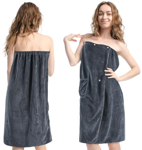 Zouway Saunakilt Mujer 90x145cm de Microfibra 400g/m² – Toalla Sauna Mujer con Bolsillo, Vestido Toalla SPA, Toalla Playa XXL, Sauna Kilt Mujeres Suave y de Secado Rápido