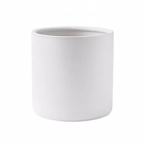 CJHFR472SG Jardinera Macetas Grandes, macetas cilíndricas Blancas puras, Simples, Modernas, suculentas, Plantas Verdes en macetas, maceteros de cerámica Interior-Exterior(Grande)