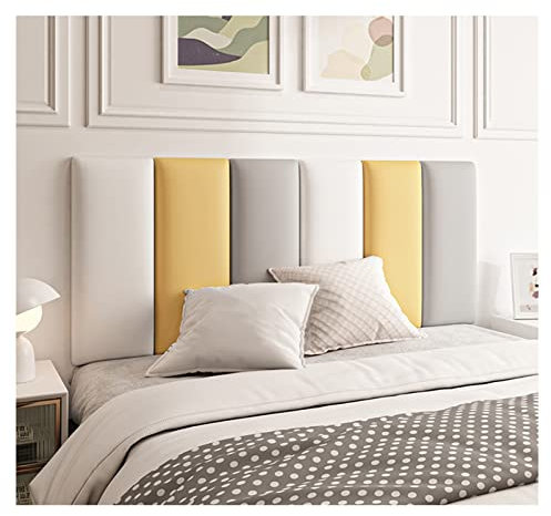 KUANGGE Tête de lit autocollante 3D, Panneaux muraux en PU Souple et imperméable, pour décoration de Chambre à Coucher, 6 Couleurs (Couleur : Blanc, Taille : 2 pièces)