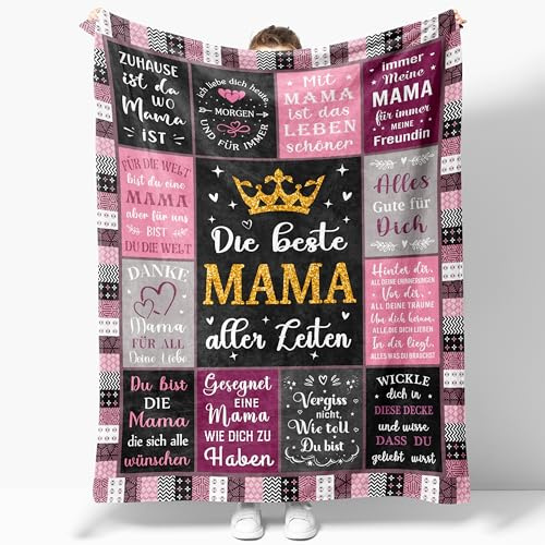 JOSOSO Beste Mama Geschenk, Kuscheldecke Geschenke für Mama zum Geburtstag Ostergeschenke Muttertag Weihnachten, Geburtstagsgeschenk Muttertagsgeschenk für Mutter, Mamas Geschenk Decke 150x130CM