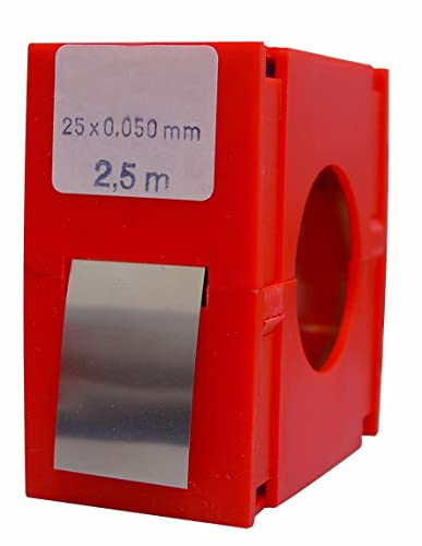 Rollo de fleje calibrado inoxidable 2.5 m x 25 mm para sujeción y refuerzo en proyectos industriales y de construcción.
