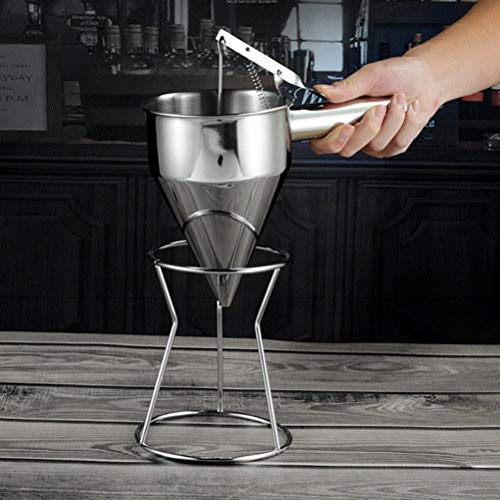 Akozon Entonnoir de Piston en Acier Inoxydable avec Support - Entonnoir de Cuisson de Cuisine pour Pâte, Sauce et Dosage à la Crème - Facile à Utiliser, Nettoyer et à Contrôler les Boulangers (mèche)