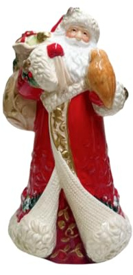 FORLONG Ceramic Santa Claus Figurines, Hand-Painted Christmas Home Decorations and Gifts - 8.6 inches H