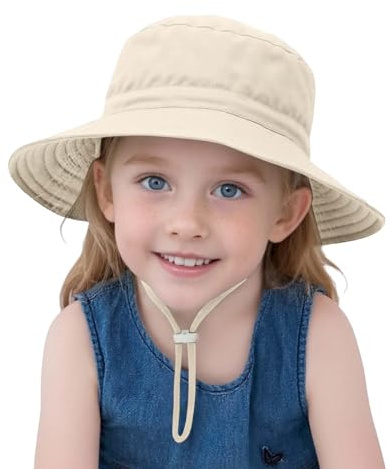 Generisch Sombrero de sol para bebé para niños y niñas de 0 a 6 años, gorro de pescador transpirable, sombrero de playa de verano para niños pequeños, fácil de jugar al aire libre para niñas, beige, 2