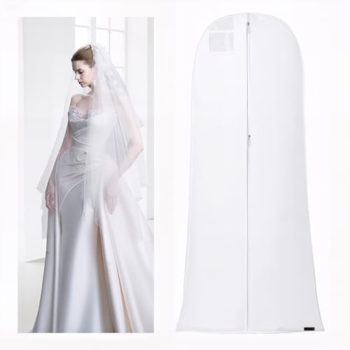 Kleidersack lang 180 cm, Brautkleid Kleidersack, Anti-Staub Atmungsaktiver Hochzeitskleid Kleidersäcke Wasserdicht Schutzschild für Brautkleider Abendkleider oder Lange Mäntel