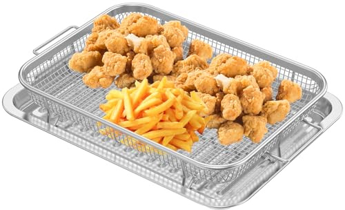 TNTGMG Grillkorb,Edelstahl BBQ Grillkorb Set mit Griff und Bodenschale,35,4×22,2×5,2 cm,Tragbarer Hohe Beanspruchung Fischgrillkorb,Großes Campingplatz Grillzubehör für alle Grills und Gemüse