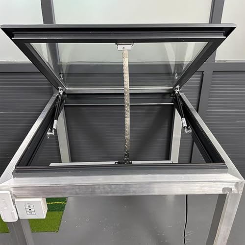 Automatic Skylight Windows for House Roof - Remote-Controlled Double-Layer Tempered Glass & Aluminum Frame - Soundproof, Ideal for Shed, Basement, Garage, Sun Room (70x80cm)