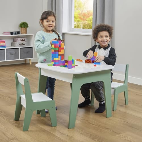 Liberty House Toys Kids Wooden Play Table and Two Chairs Set