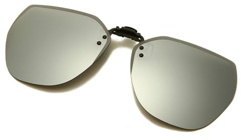 Occhiali da sole polarizzati con clip da uomo e da donna, occhiali da sole flip-up, occhiali da guida fotocromatici, occhiali da pesca con visione notturna a specchio, argento, larghezza totale: