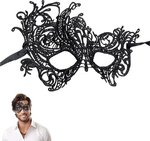 SHIFANQI Masquerade Mask for Women, Half Face Masquerade Venetian Ball Masks, Ladies Elegant Lace Eye Mask for Party, Prom, Carnival,Halloween, Mardi Gras, Cosplay Costume, Black