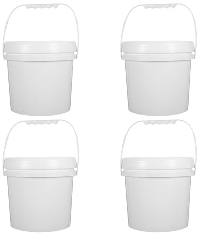 Toyvian 4 pièces Seau Alimentaire avec Couvercle et Poignée Lot de Bacs Plastiques Réutilisables pour Glace Lait Poudre Céréales et Confitures Seaux de Rangement Polyvalents pour Cuisine