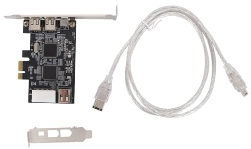 Alide PCI Express FireWire-kort, 5-portars PCIE-bildkort, 1394a IEEE 1394-kontrollerkort med 6p-4p Firewire-kabel med lågprofilfäste