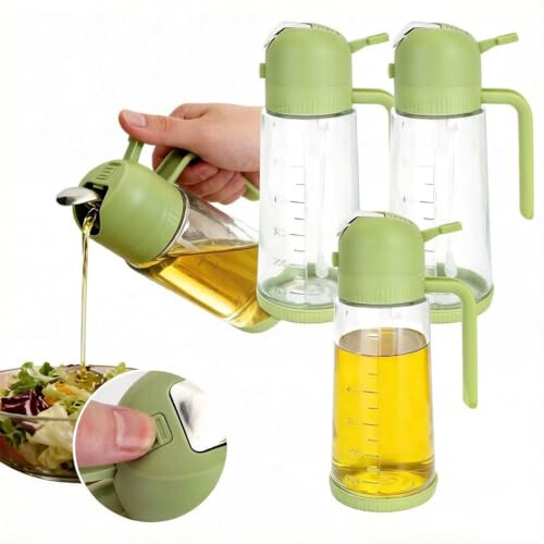 Axincardarm 3 Pcs Olive Oil Dispenser Sprayer 630ml Glass 2 in 1 Olive Oil Spray Dispenser Bottle for Cooking, Baking, Air Fryer, Salad