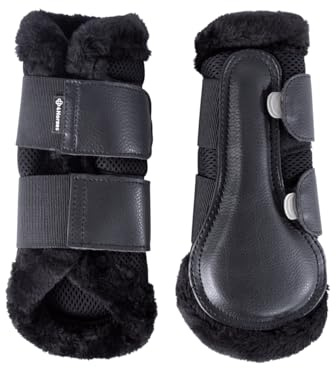 4Horses Gamaschen Soft Protect Mesh Pro, atmungsaktive Pferdegamaschen mit 3D-Mesh, Polsterung und Teddyfell-Kranz