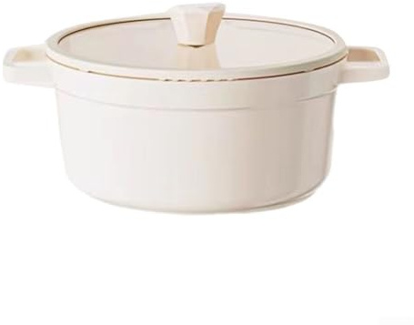 Faitout anti-adhésif en céramique à double oreille pour cuisinière à induction à gaz (blanc)