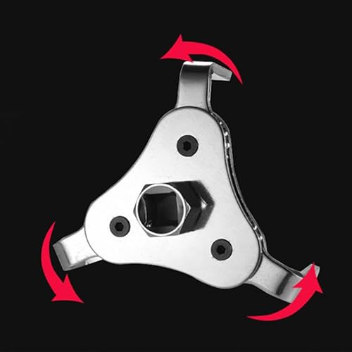 HELEVIA Extracteur de Filtre à Huile D'entraînement de clé de Filtre à Huile à 3 Mâchoires, Outil de Retrait de Boîtier de Carburant Robuste en Acier Réglable pour Voiture, Compact