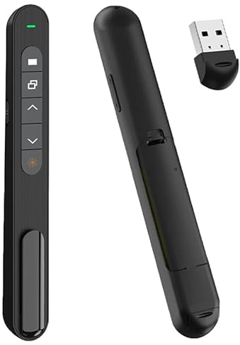 Controlador de Presentaciones Inalámbrico, Compatible con Control Remoto Universal para PowerPoint, Keynote, Slides, PDF, Word, Plug&Play, Alcance de 30 Pies, Láser Rojo Potente