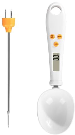 Digital Measuring Spoon, Food Measuring Scoop Scale with LCD Display | Kitchen Weighing Spoon with Food Thermometer Probe, Polygons Spoon for Dispensing Food, Condiments and Dog Cat Food, 500g/0.1g