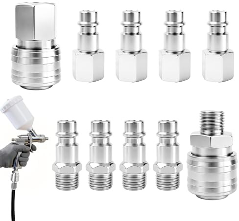 10 Pièces 1/4BSP Raccord Rapide Air Comprimé, Raccord Pneumatique, Embout Compresseur Air, Connecteurs Raccord Compresseur pour Tuyau, Kit Pneumatique, Raccord de Compresseur pour Tuyau Pneumatique