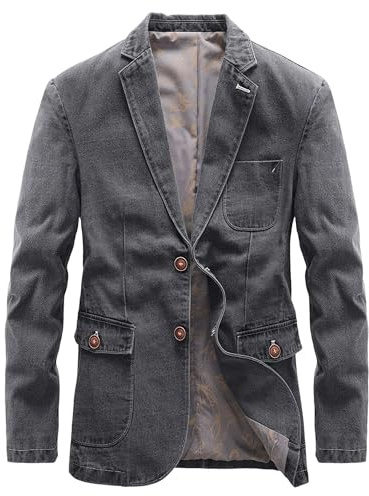 Blazer en jean pour homme Coupe ajustée Col à revers Manches longues Délavé Vintage Casual Business Vêtements d'extérieur