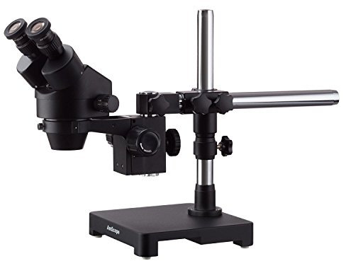 AmScope 3.5X-45X Black Stereo Zoom Microscope with Single Arm Boom Stand