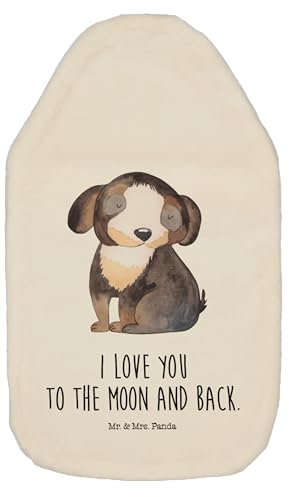 Mr. & Mrs. Panda Wärmflasche Hund Entspannen - Geschenk, Hundeliebe, Bettflasche, Hundespruch, Wärmflaschenbezug, schwarzer Hund, Wärmflasche mit
