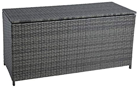 ESTEXO Polyrattan Auflagenbox Kissenbox Gartenbox Gartentruhe Aufbewahrungsbox Auflagentruhe Aufbewahrungstruhe Kissentruhe (Anthrazit-Grau)