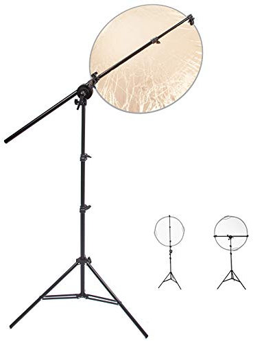 200cm Support Eclairage Photographie Kit: 1x Support de Lumière Aluminium Réglable et 1x Bras Girafe Trépieds 174cm avec Single Clamp pour Réflecteur, Softbox, Lumière, Parapluie et Arrière-Plan