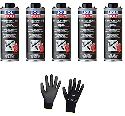 Iloda 5xOriginal Liqui Moly 1l Unterbodenschutz schwarz 6114 Schutzhandschuhe