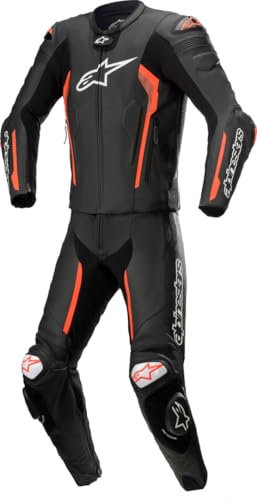 Alpinestars Missile V2 Tuta in pelle della moto a due pezzi, nero/rosso, 58