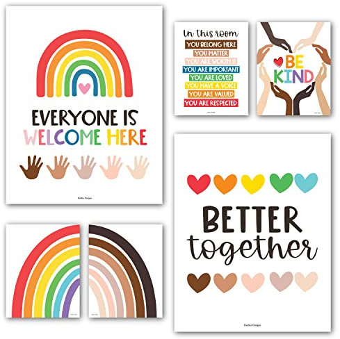 6 Regenbogen-Poster-Diversity-Poster für Klassenzimmer, Dekoration für Lehrer, Elementary – inklusive Klassenzimmer-Dekoration, Hochschule, Klassenzimmer, Poster, Diversität, Dekor für die Schule