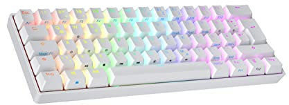 Ranked N60 Nova Mechanische 60 Prozent Tastatur | Hotswap Gaming Keyboard | 62 Programmierbare Tasten mit RGB Beleuchtung | PC/Mac Gamer | ISO DE QWERTZ (Weiß, Gateron Brown)