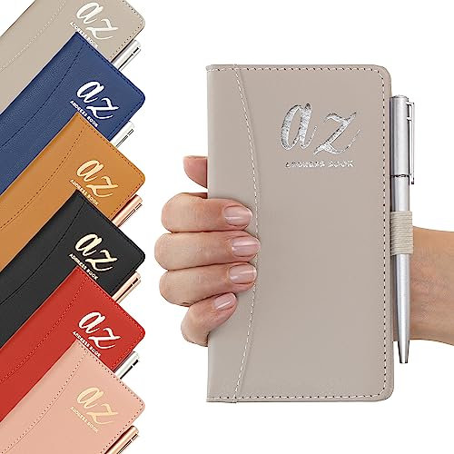 Evelay Adressbuch A-Z, grauer Index, harte Rückseite, schmal, Adress- und Stift, Telefon, alphabetische Registerkarten (grau)