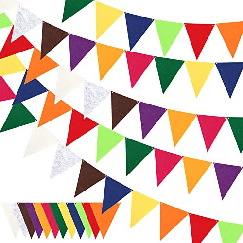 Powmag Filz Wimpelkette Girlanden, Wimpelkette Outdoor, Regenbogen Girlande, Party Girlande für Geburtstagsfeier Schlafzimmer Fenster Klassenzimmer Dekoration (5 Stück)
