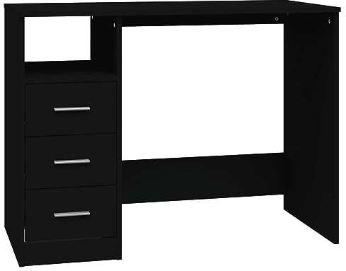 vidaXL Schreibtisch mit Schubladen, Bürotisch mit viel Stauraum, Computertisch für Schlafzimmer Büro, PC Tisch Laptoptisch, Schwarz Holzwerkstoff