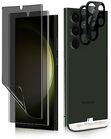 NicMool Privacy Schutzfolie für Samsung Galaxy S23 Ultra 5G, 2 Stück Weich TPU Sichtschutz Folie + 2 Stück Kameraschutz Panzerfolie, Anti-Spy Displayschutzfolie für Samsung Galaxy S23 Ultra 5G