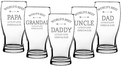 Print Maniacs Personalised Beer Glass for the World Best Papa Pint Glass Engraved for Birthday Christmas Fathers Gifts Wedding Gift for Men Father to Son Papa Best Man Beer Stein Glass